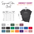 Prindaddy_Color_and_Size_Chart_Unisex T-shirt - B+C 3001 - color and size chart